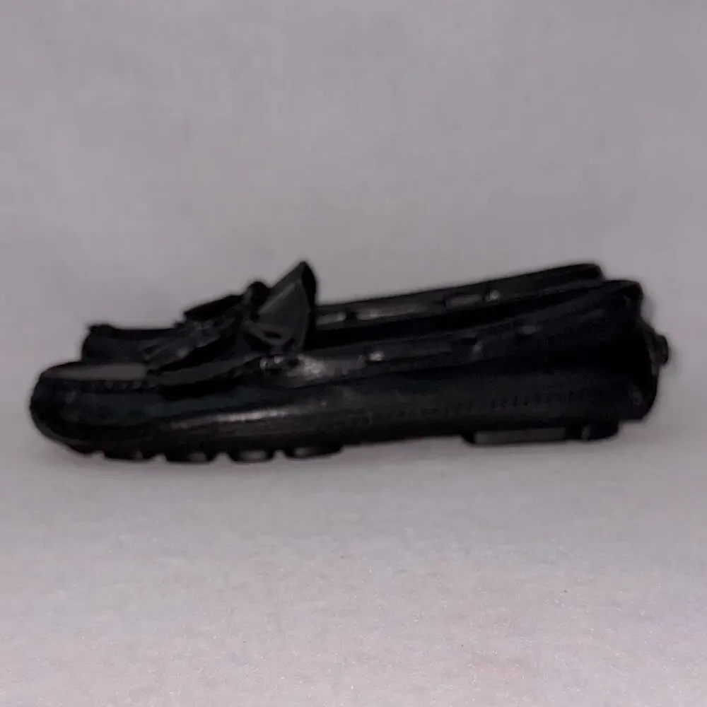 Women’s Orvis Leather Driving Shoes Moccasins Black Kiltie Tassel Loafers size 6